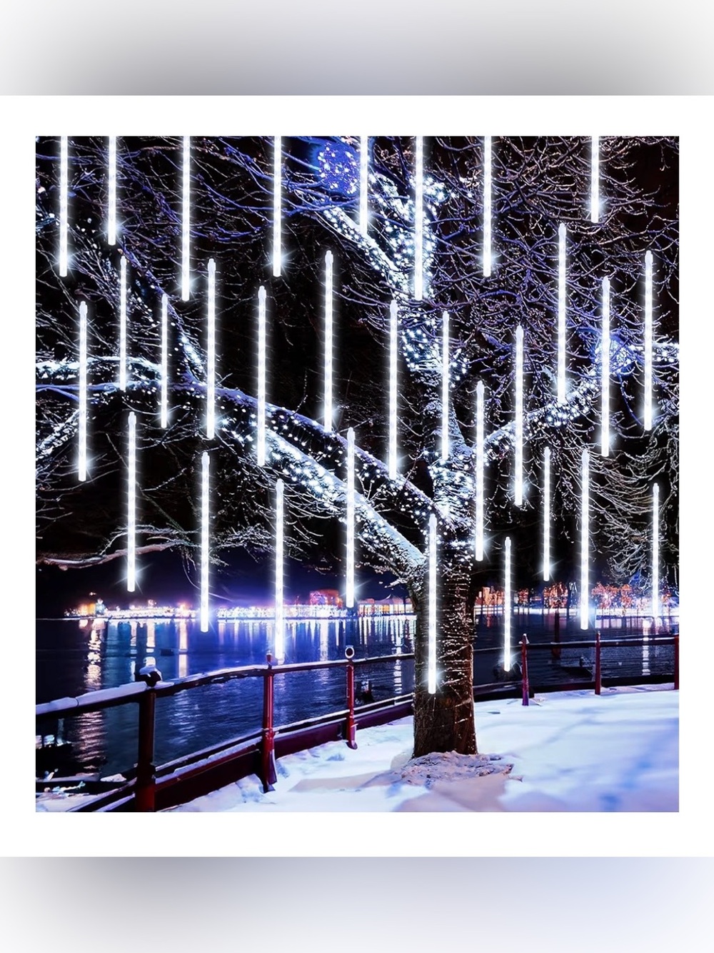 LED Icicle Meteor Shower Lights - White - Home Holiday